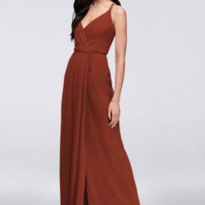 David’s Bridal Double strap Georgette wrap dress in Cinnamon and size 2